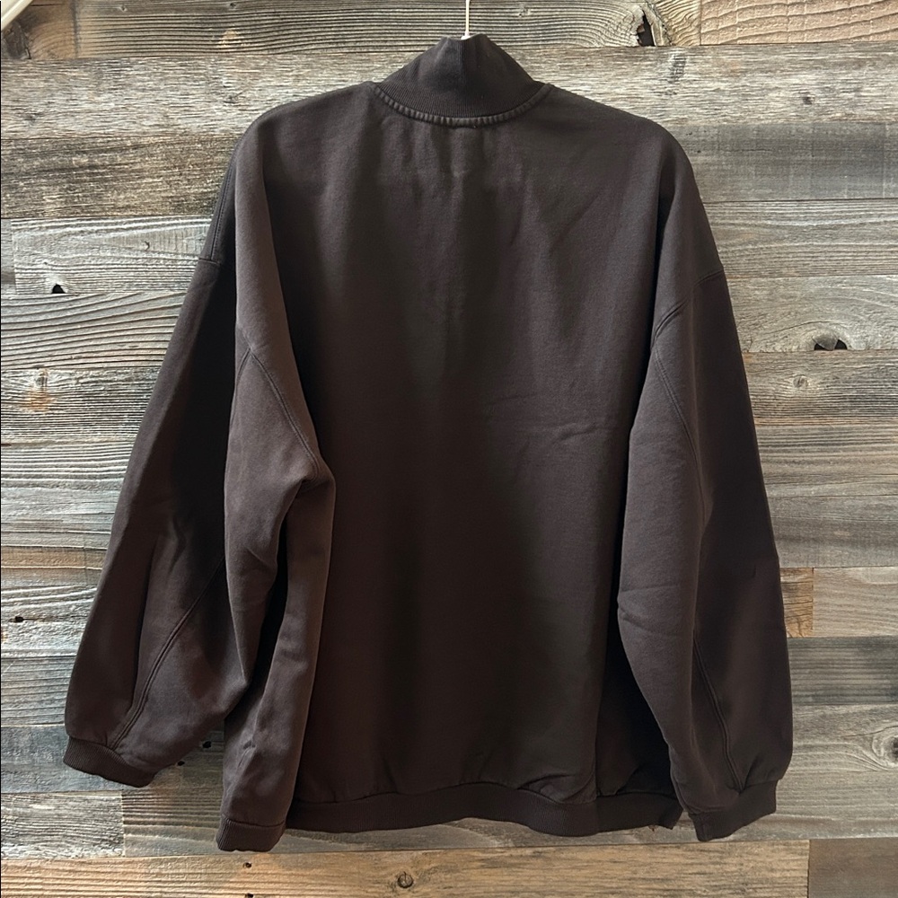 SKIMS Espresso Boyfriend Fleece Slouchy 1/2 Zip Pullover NWT - Picture 6 of 9